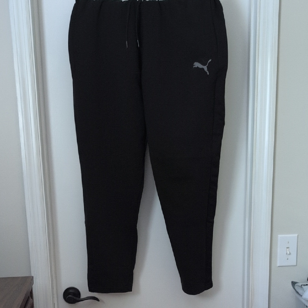 Puma Black Tapered Sweatpants with Elastic Waistband
